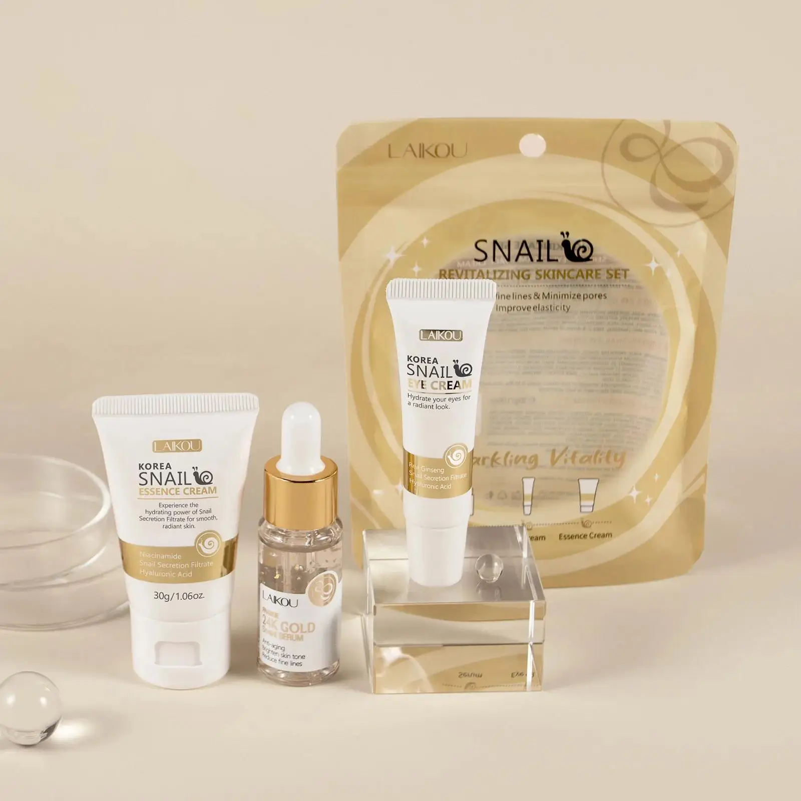 Luxury Skincare For Women - Suero reparador de caracol dorado de