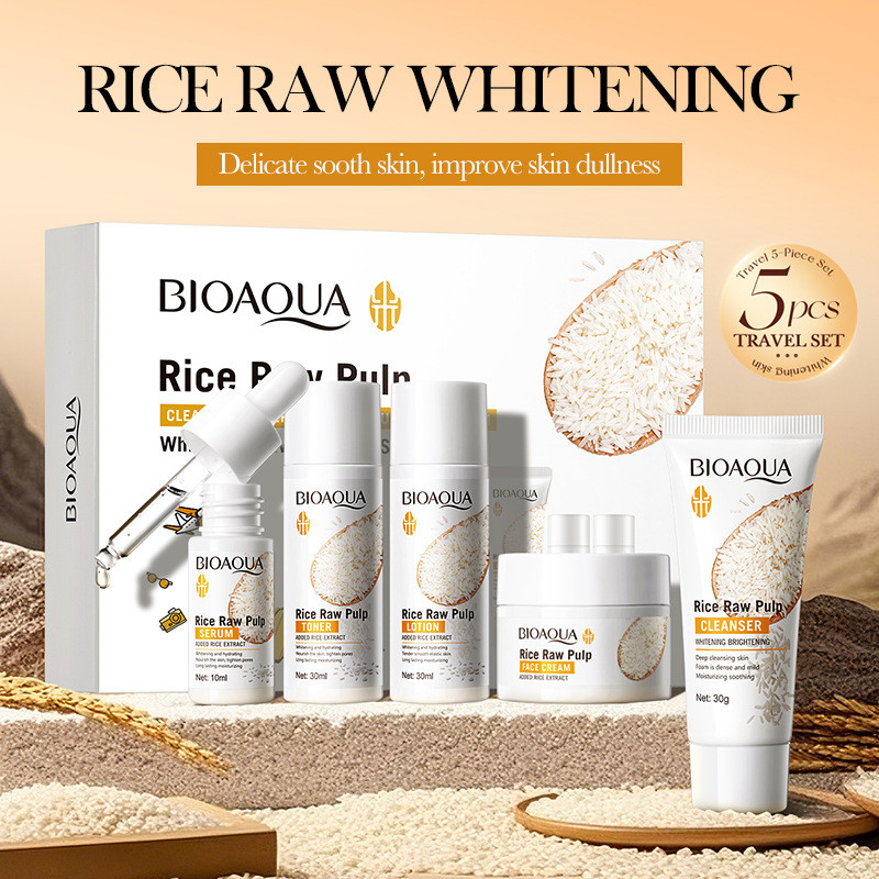 Luxury Skincare Kit - Juego de blanqueamiento crudo de arroz